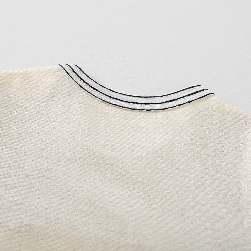 Cartoon Bear Print Short Sleeve Rompers