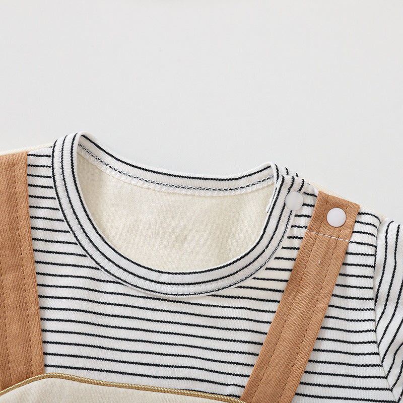 Cartoon Bear Print Short Sleeve Rompers