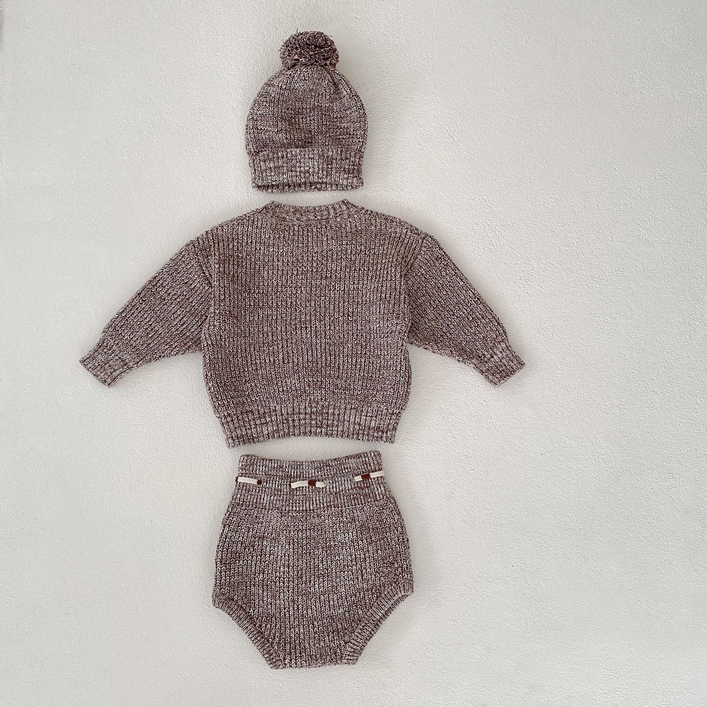 Fur Ball Knitted Hat 3-piece Set
