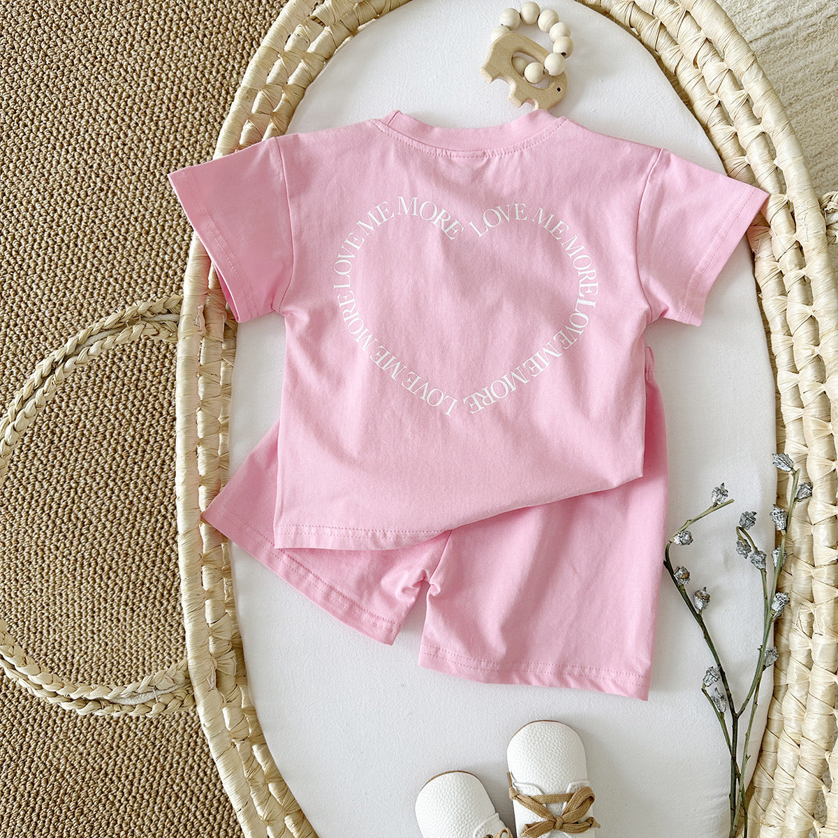 Heart Printing Short Sleeve Suit