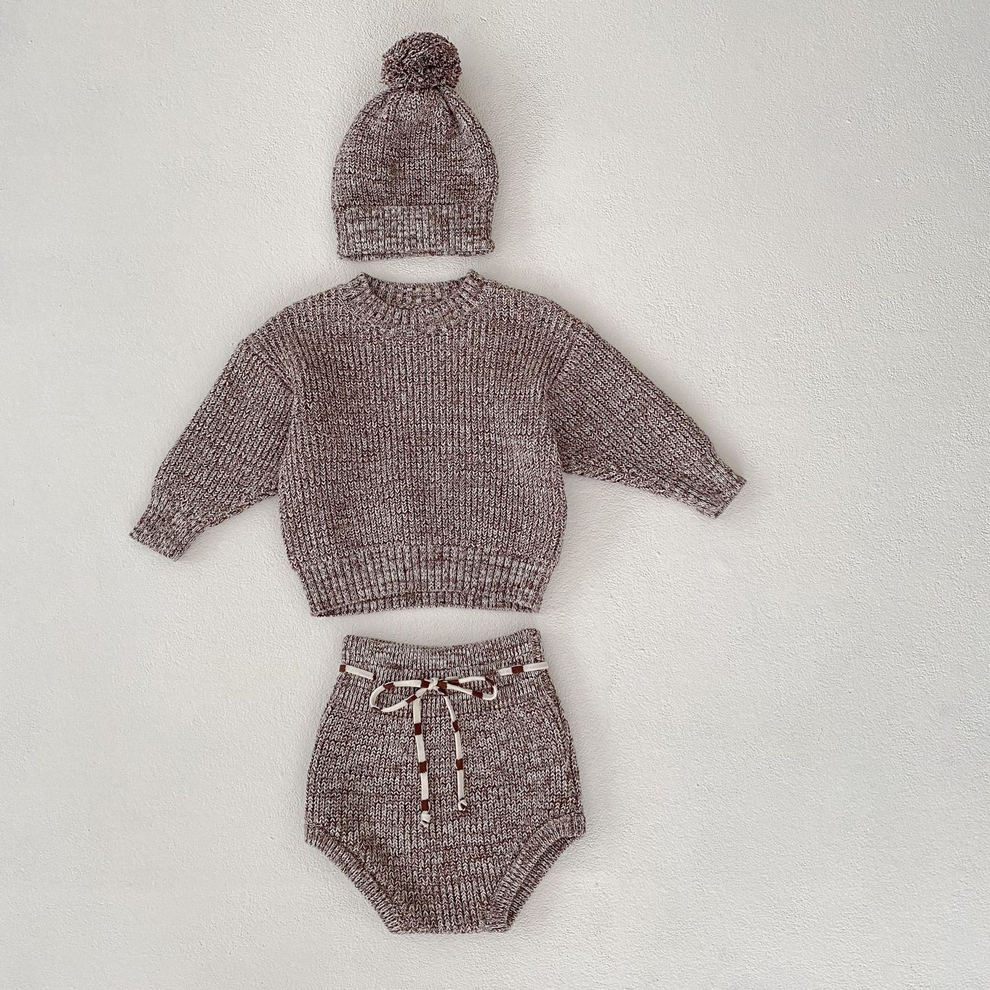 Fur Ball Knitted Hat 3-piece Set