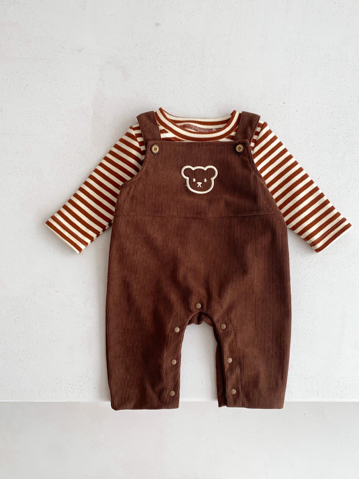 Beary Cute Corduroy Combo Overalls In Sets