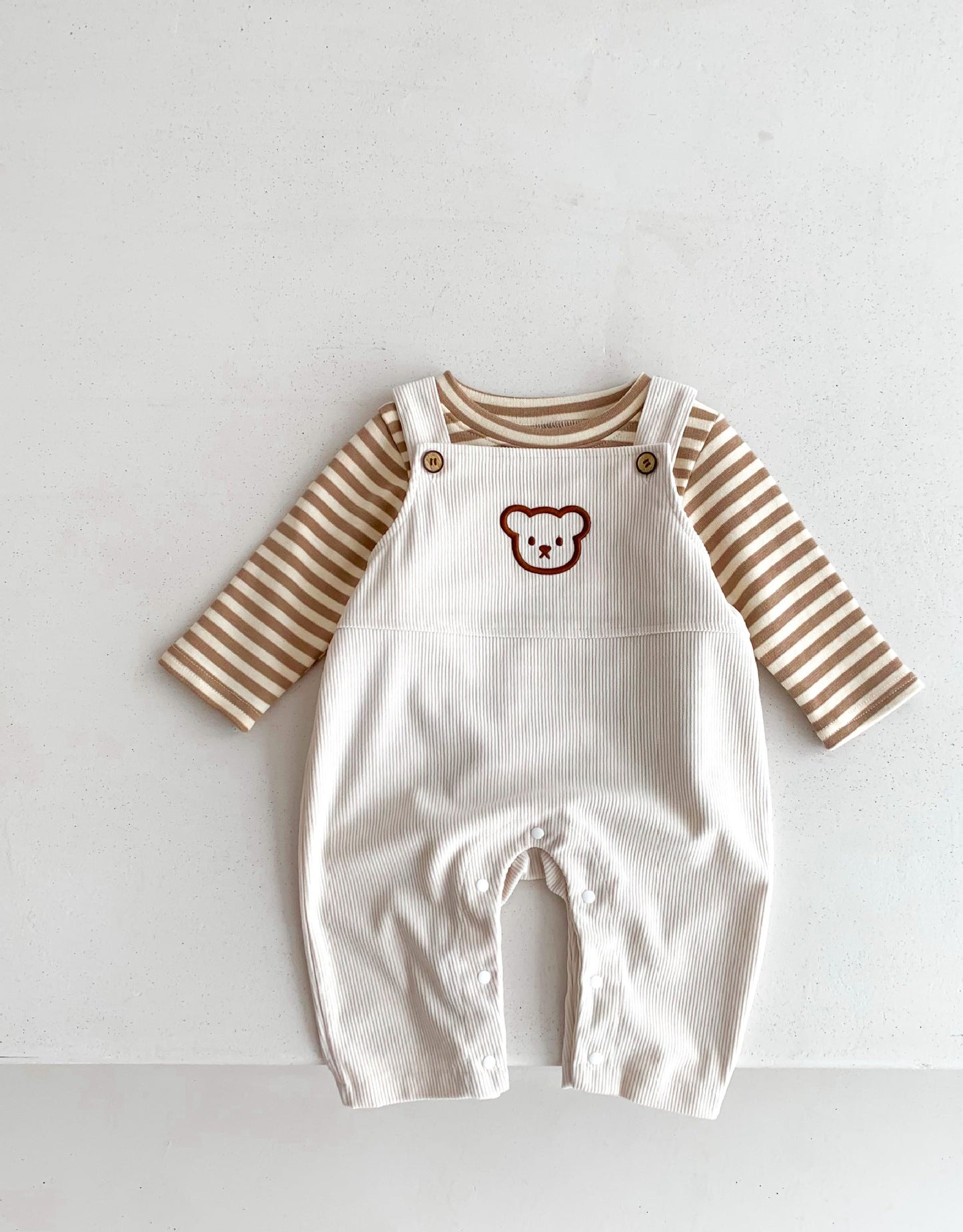 Beary Cute Corduroy Combo Overalls In Sets